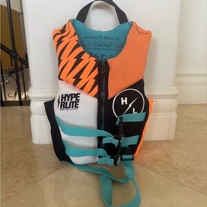 Hyperlite Kids Swim Vest - Orange, Black, and Teal 33-55lbs
